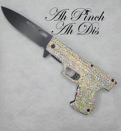 Rhinestone Custom Pocket Gun Knife..